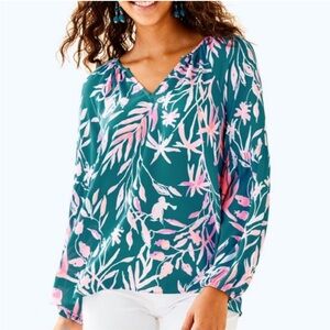 Lilly Pulitzer charleigh top tidal wave floral